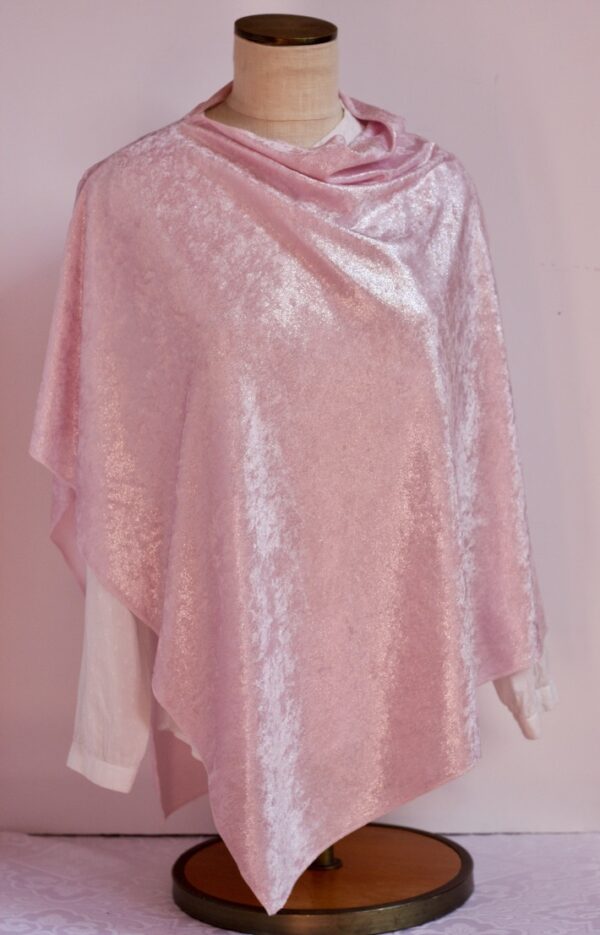 Asymmetrical pink velour poncho
