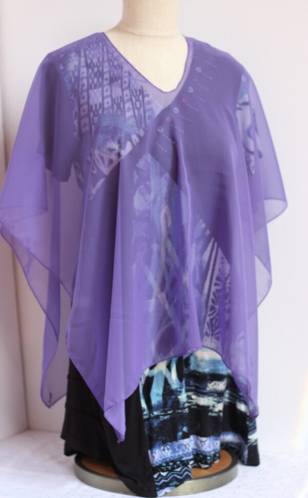 Purple chiffon convertible poncho - Image 3