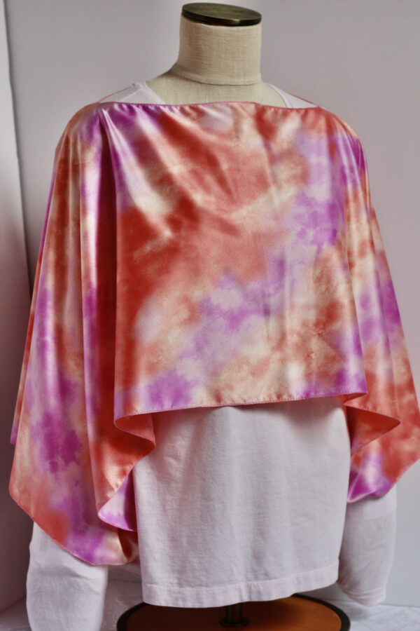 Pink and orange watercolor charmeuse poncho combo