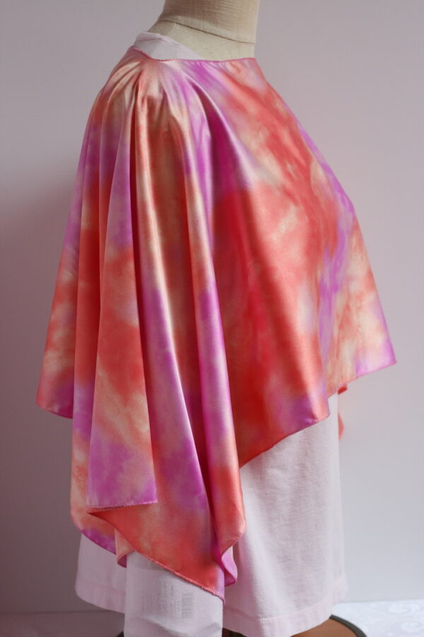 Pink and orange watercolor charmeuse poncho combo - Image 2