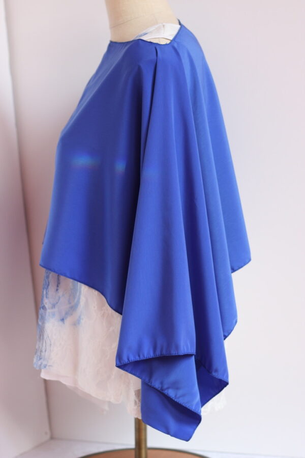 Royal blue chiffon convertible poncho - Image 3