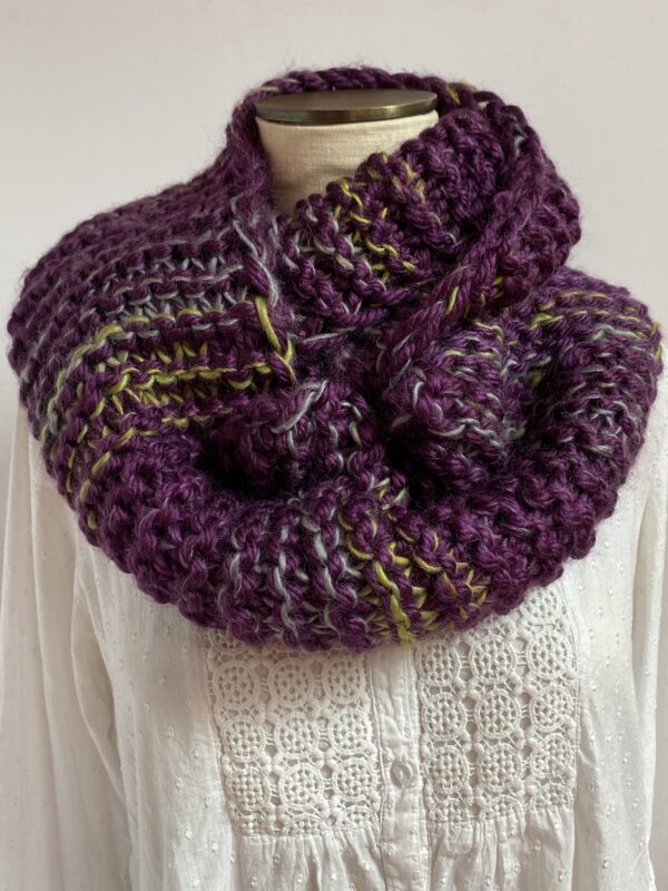 Knit infinity scarf in rich purple