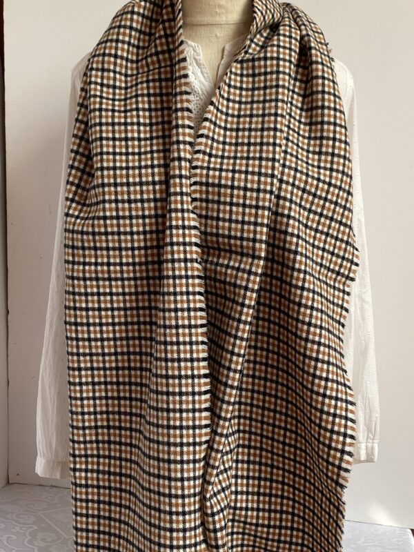 Gold, black and white plaid scarf - Image 2