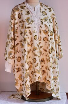 Yellow floral on cream ruana
