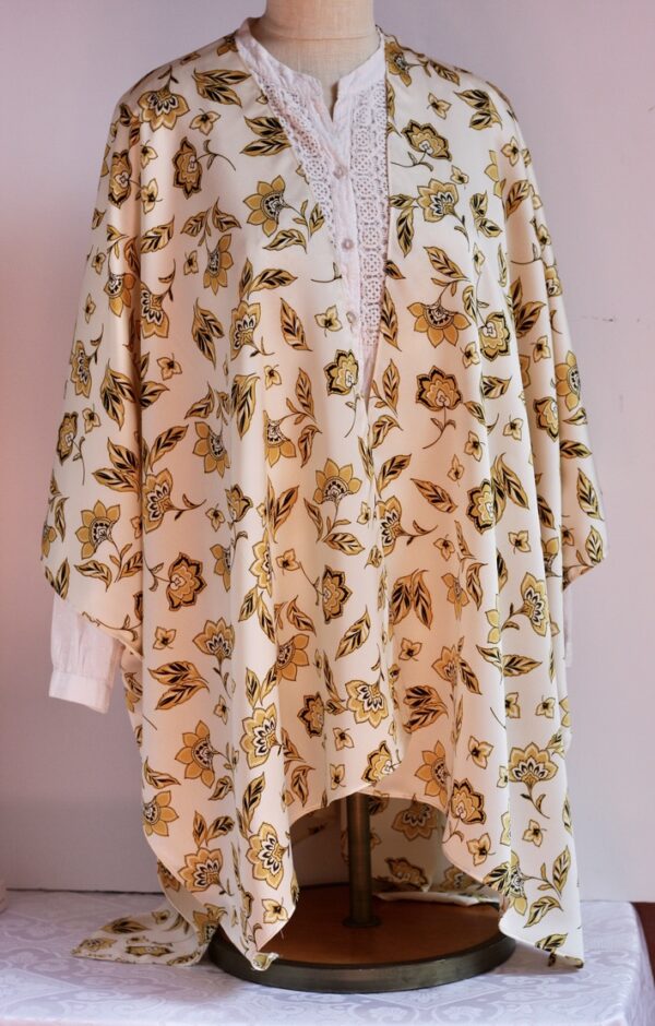 Yellow floral on cream ruana