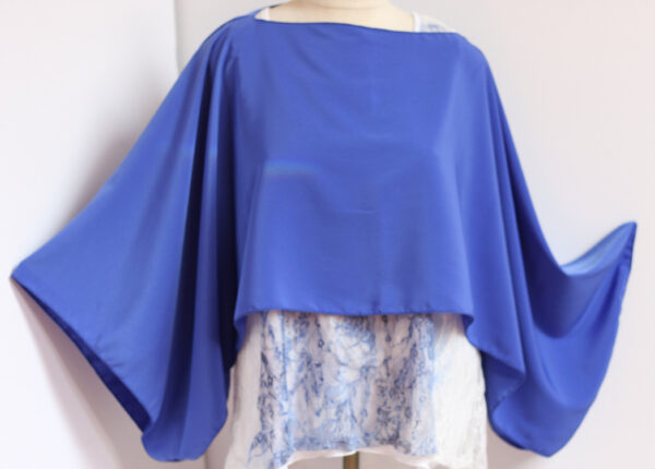 Royal blue chiffon convertible poncho