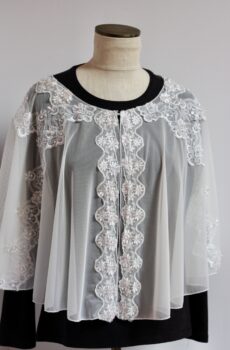 White Mesh Capelet with Lace Accents