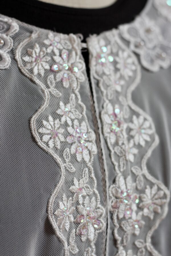 White Mesh Capelet with Lace Accents - Image 5
