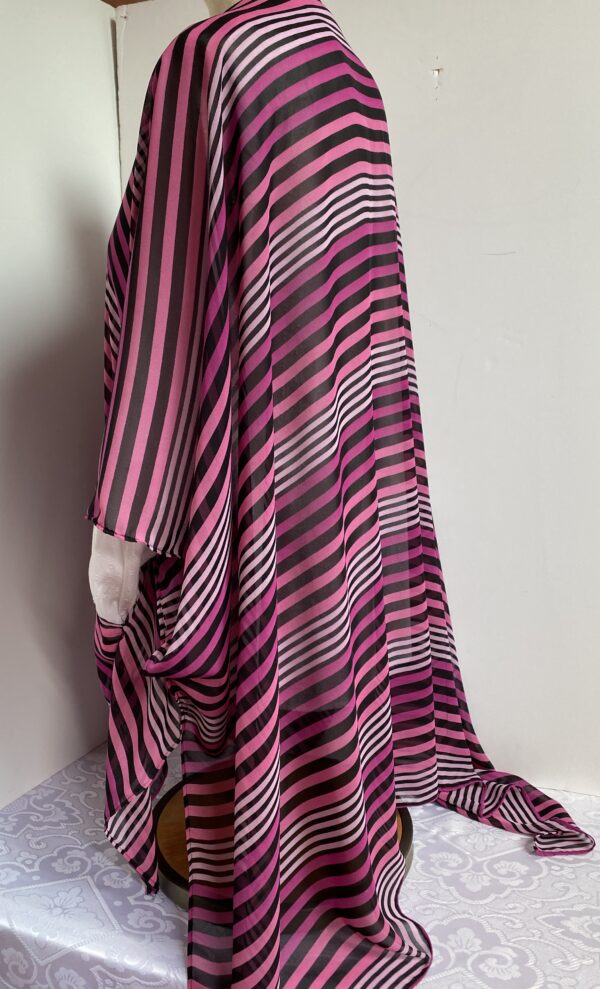 Magenta and black striped ruana poncho - Image 3