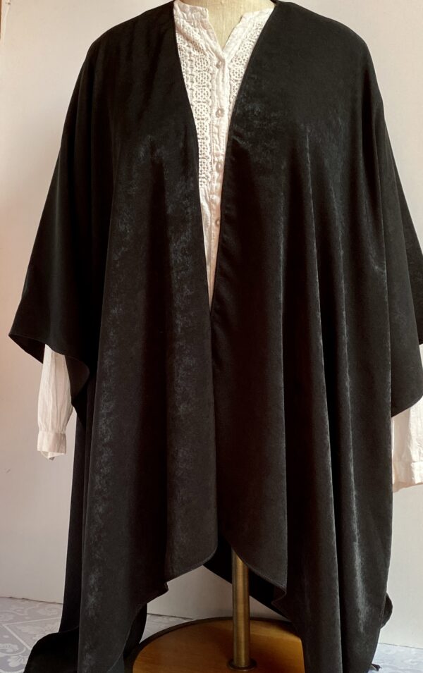 Black Brushed faille ruana poncho