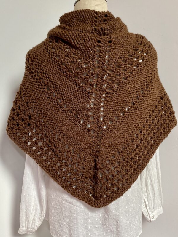Hand knit brown triangle shawl - Image 2