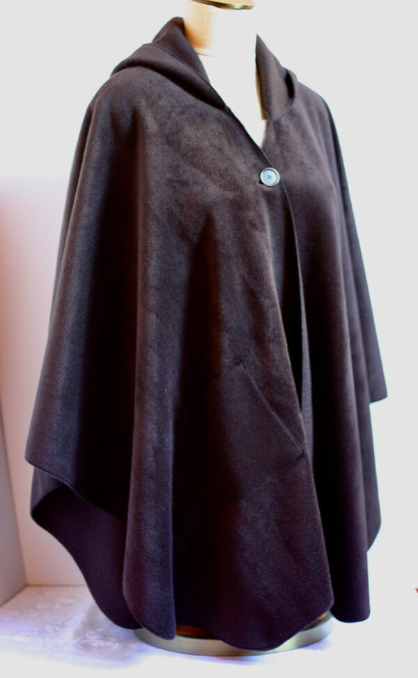 Fleece poncho with hood in various colors