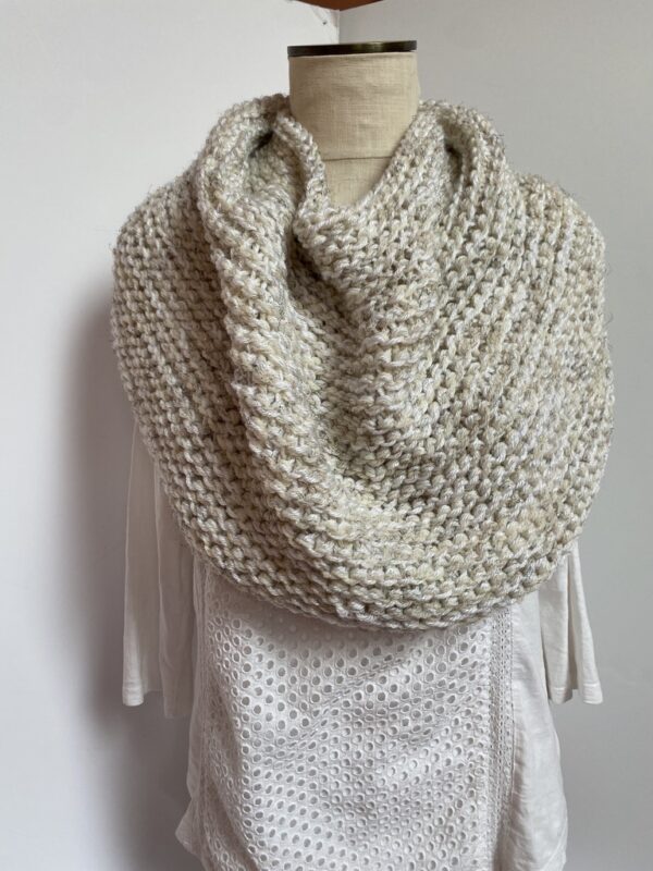 Hand knit coverlet in linen colors - Image 3