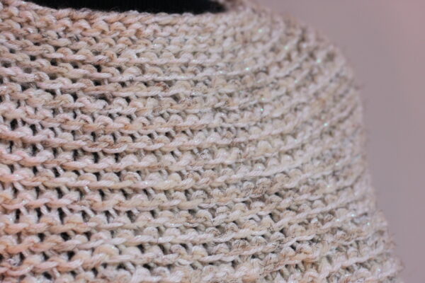 Hand knit coverlet in shades of cream and white sparkles - Image 4