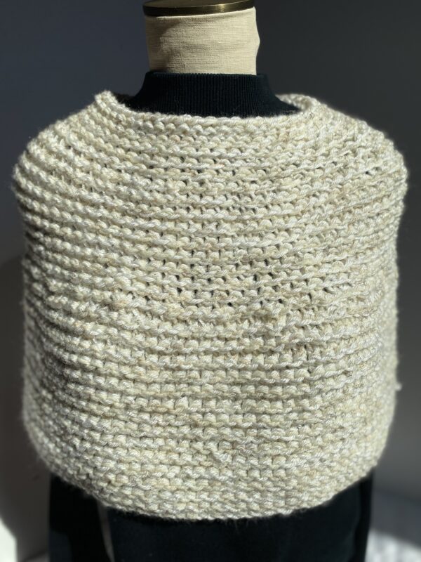 Hand knit coverlet in shades of cream and white sparkles - Image 2