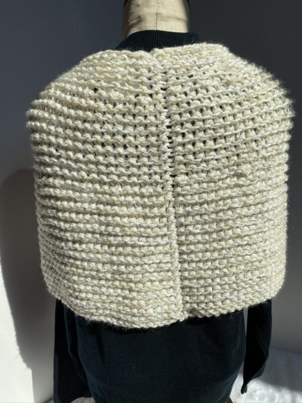 Hand knit coverlet in shades of cream and white sparkles - Image 3