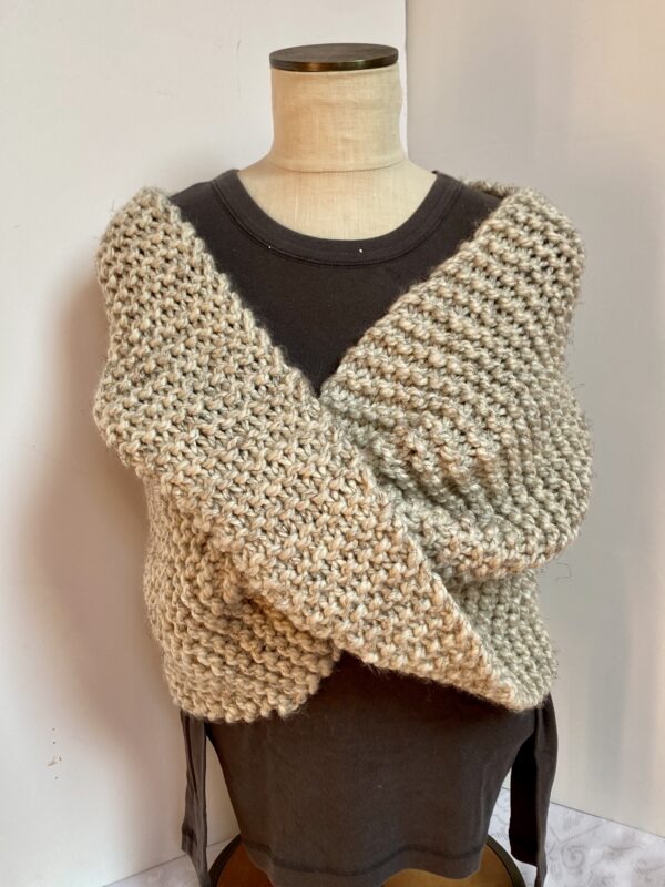 Hand knit oatmeal shrug