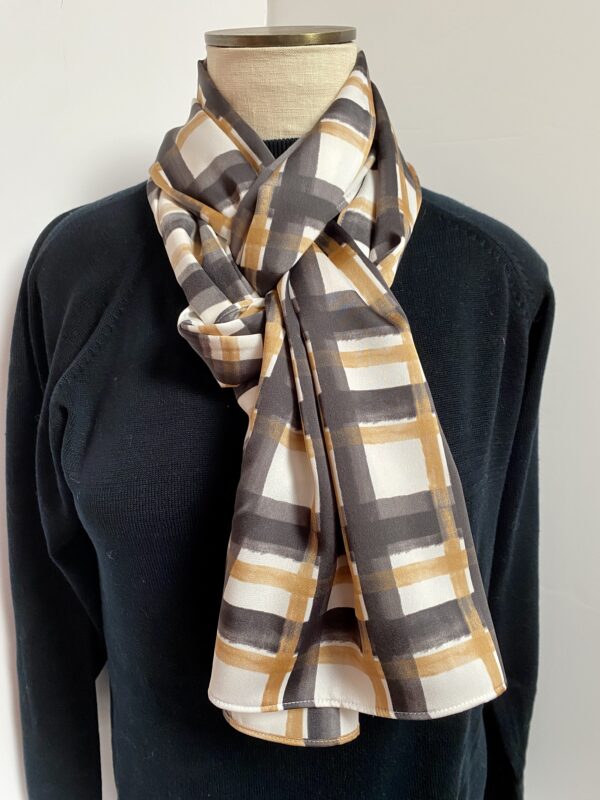 Black, gold, and white windowpane scarf - Image 2