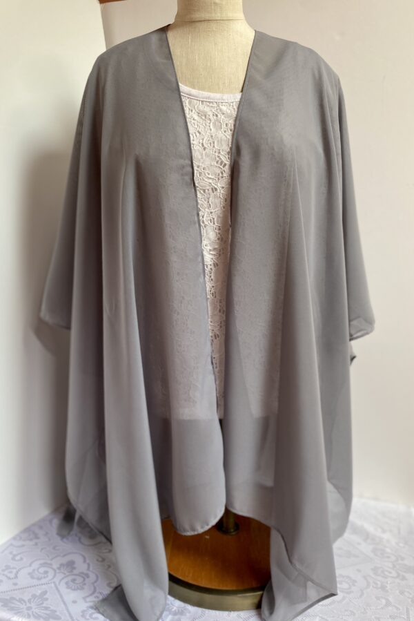 Gray chiffon ruana poncho