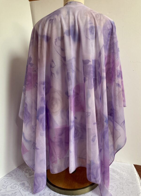 Ruana poncho in purple floral mesh - Image 3