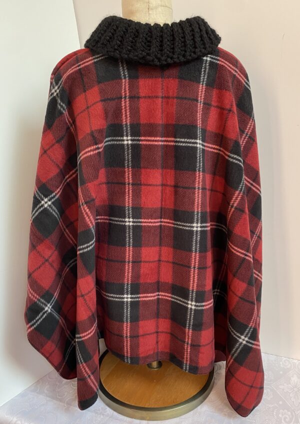 Red and black plaid with knit collar