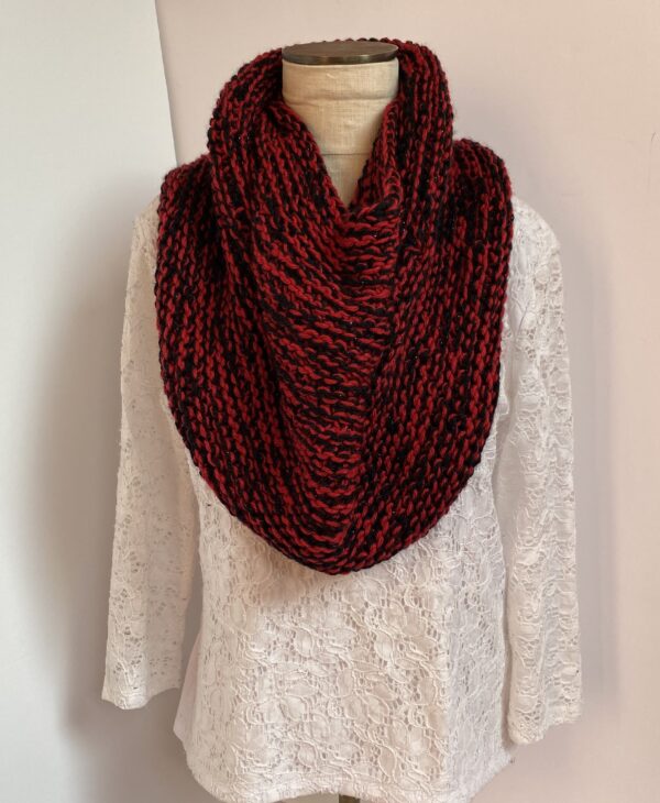Red and black hand knit coverlet - Image 2