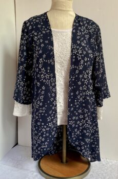 White stars on navy poncho