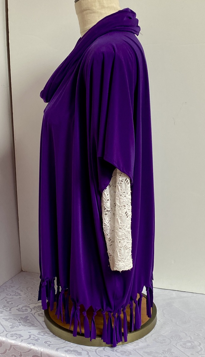 Purple pullover tunic with fringed bottom - Image 3