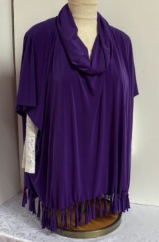 Purple pullover tunic with fringed bottom