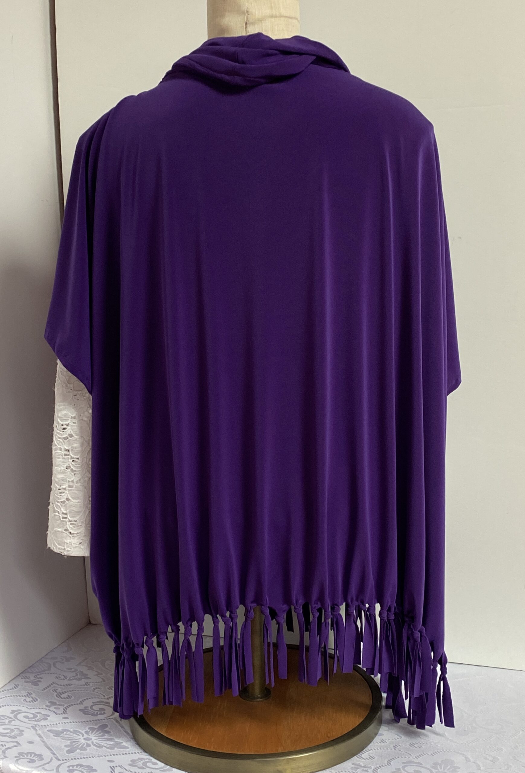Purple pullover tunic with fringed bottom - Image 2