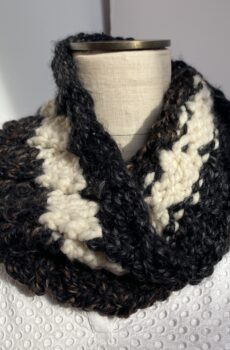 Hand knit brown/black cowl